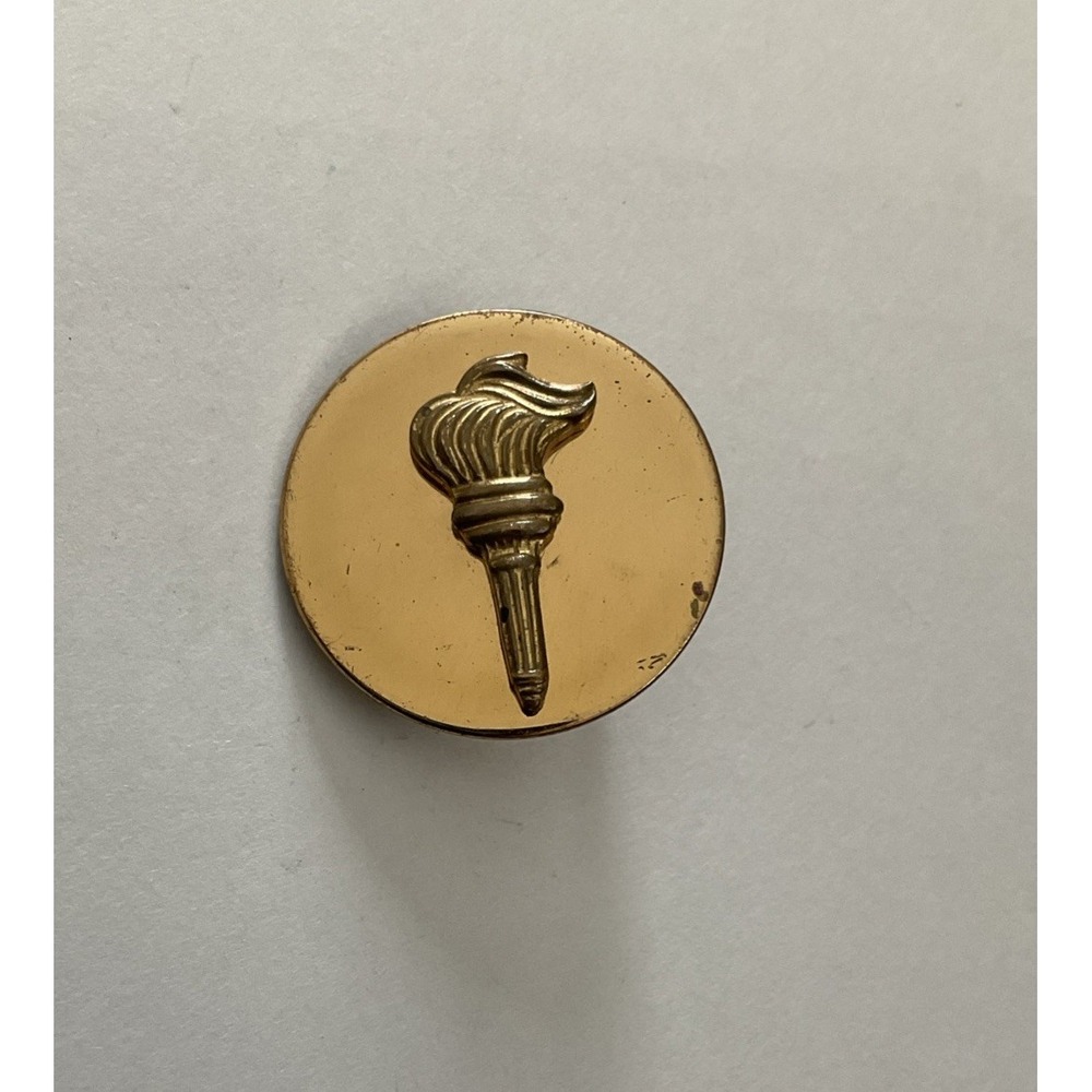 Vintage Army ROTC Collar Pin Hat Pinback Gold Tone Torch Insignia USA Made